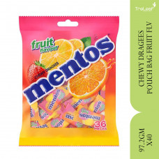 MENTOS CHEWY DRAGEES POUCH BAG FRUIT FLAVOUR 97.2GM