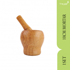 WOODEN MORTAR WITH PESTLE 10CM