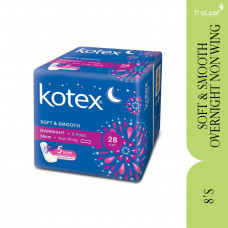 KOTEX SOFT & SMOOTH OVERNIGHT 28CM NON WING 8'S