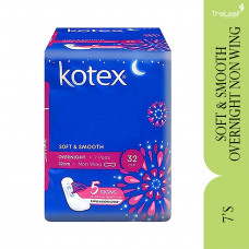 KOTEX SOFT & SMOOTH OVERNIGHT 32CM NON WING 7'S